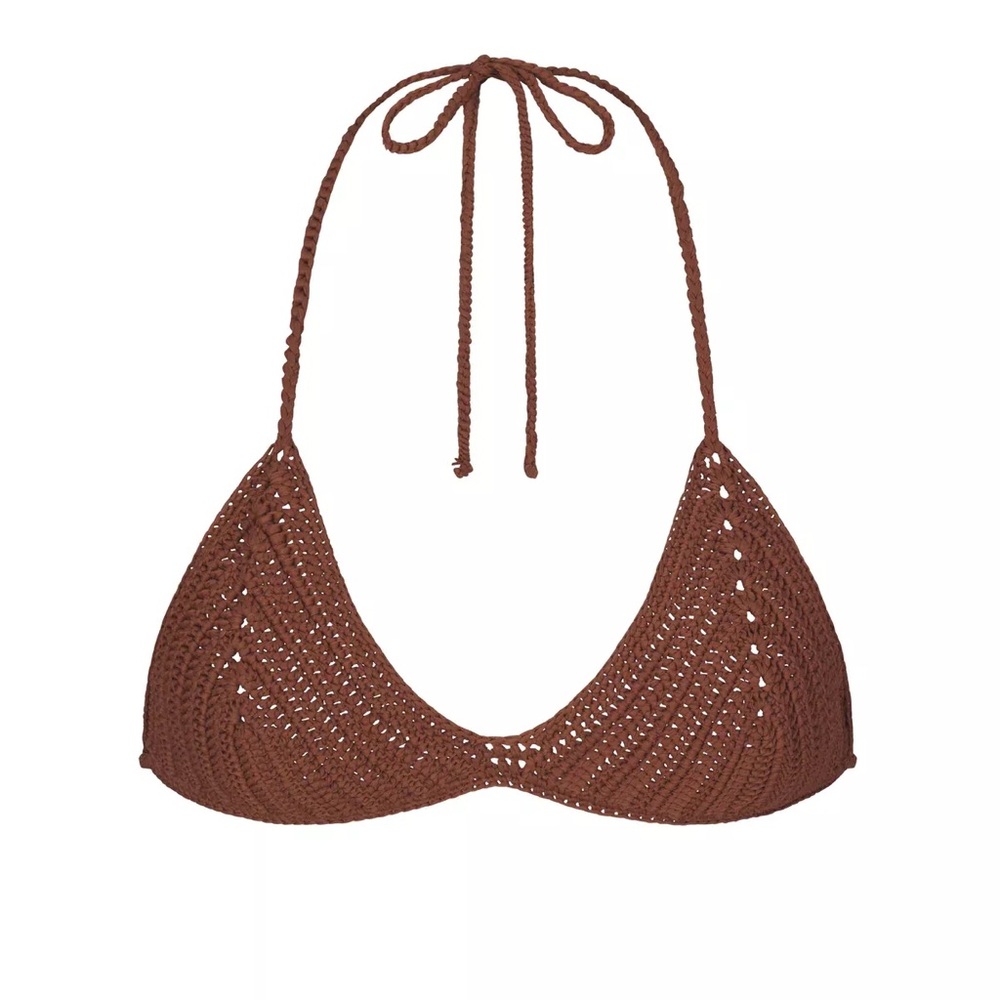 XL SKIMS brown crotchet swim top